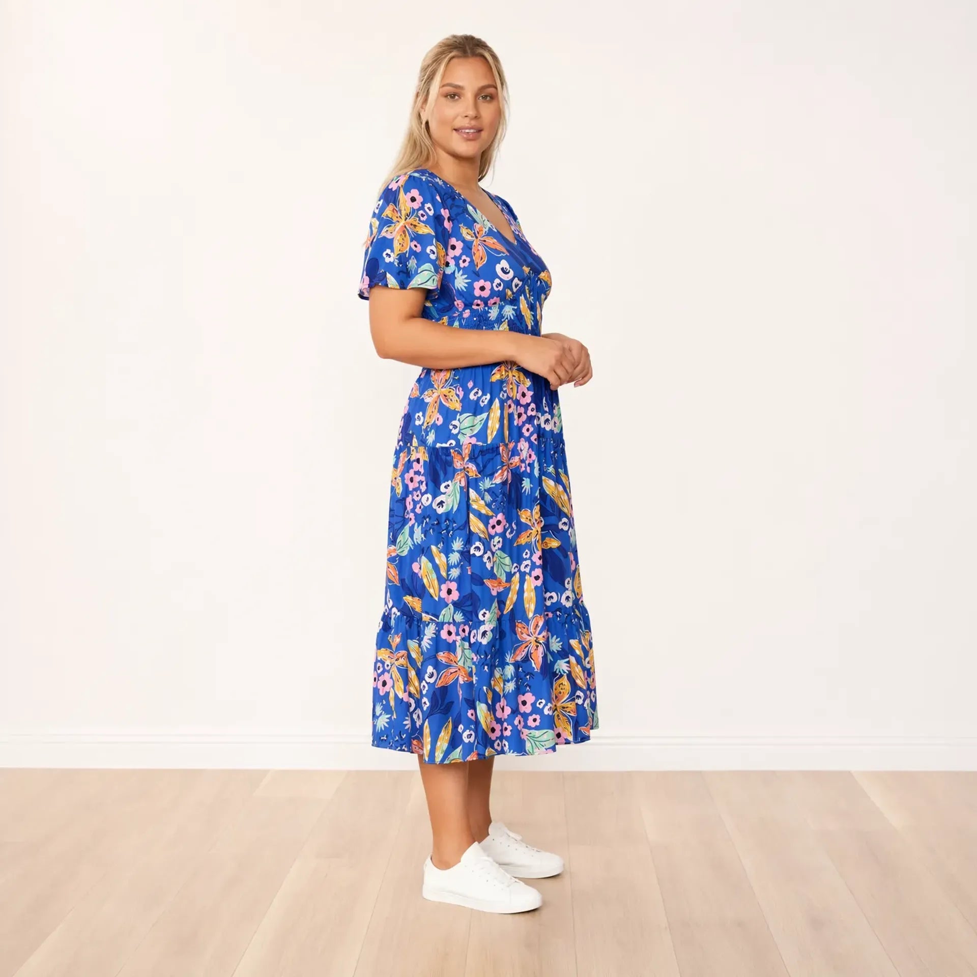 Whitney Dress in navy floral print – women's dress – view 6