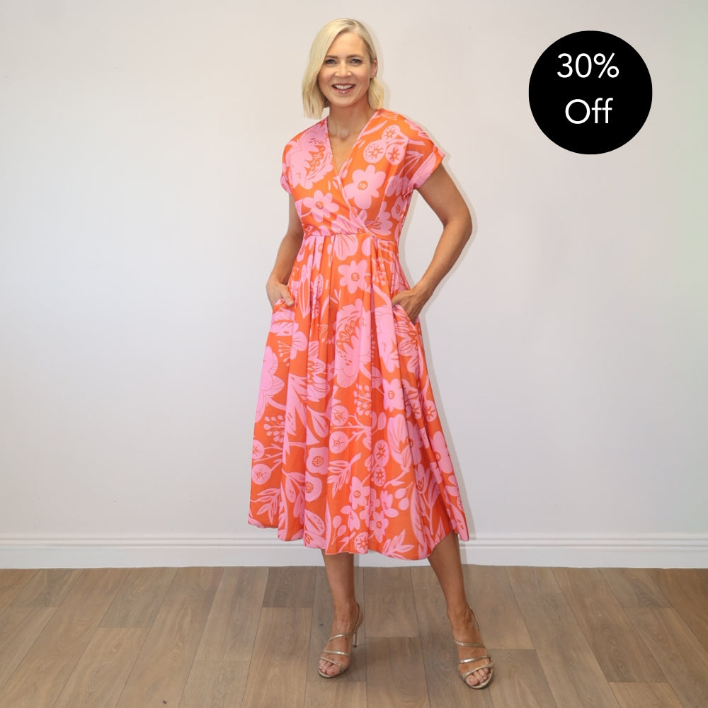 Kennedy Dress (Pink/Red Garden Print)