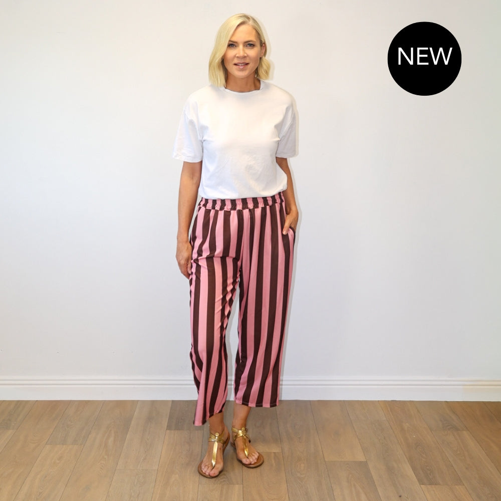 Tessa Trousers (Brown/Pink Stripe)