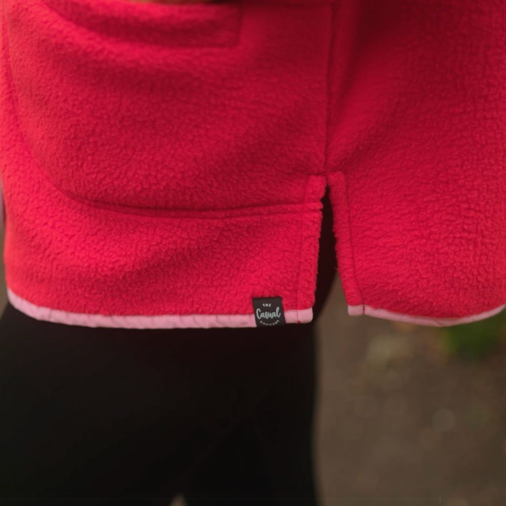 Molly Fleece Jacket (Coral Red/Pink Trim)