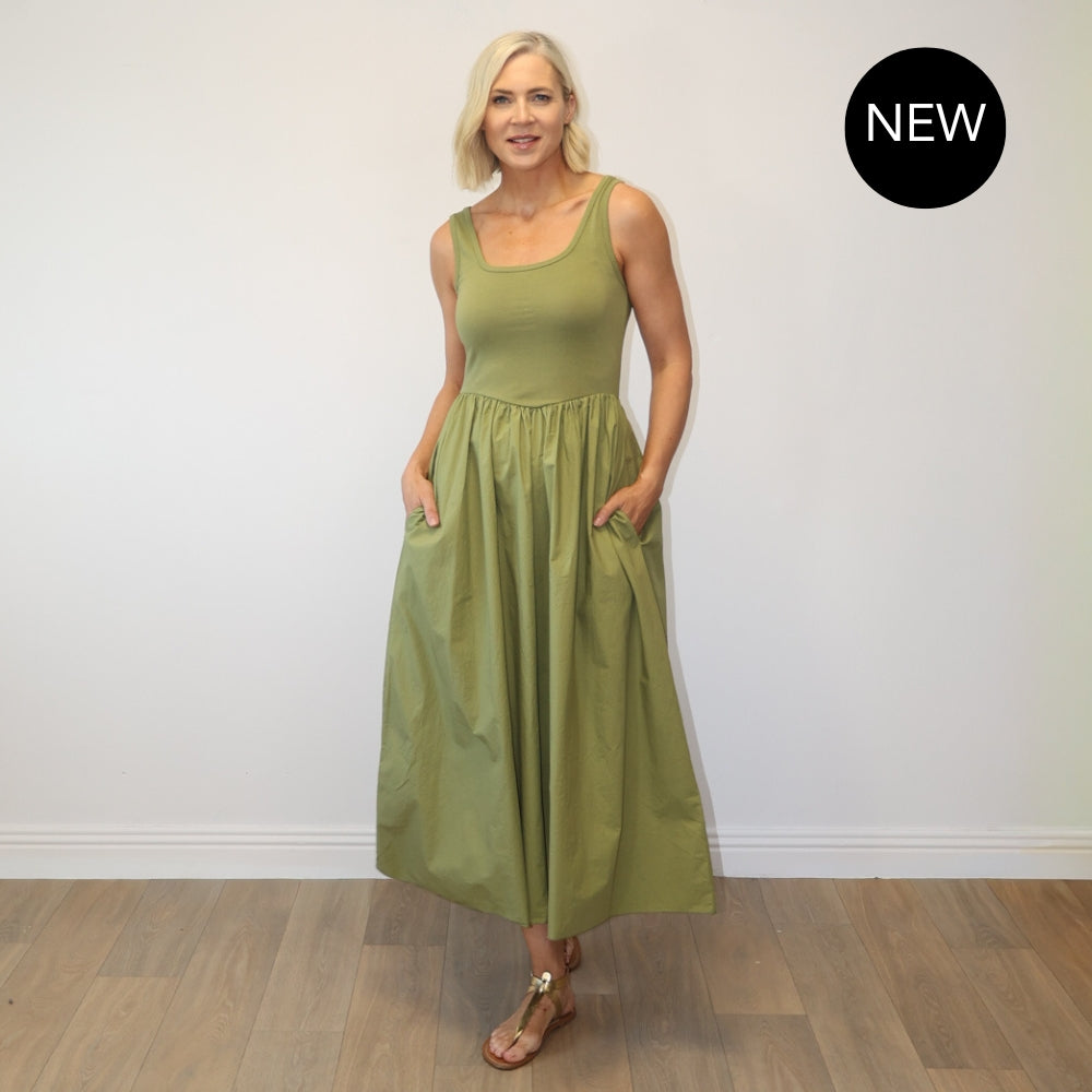 Willow Midi Dress (Olive)