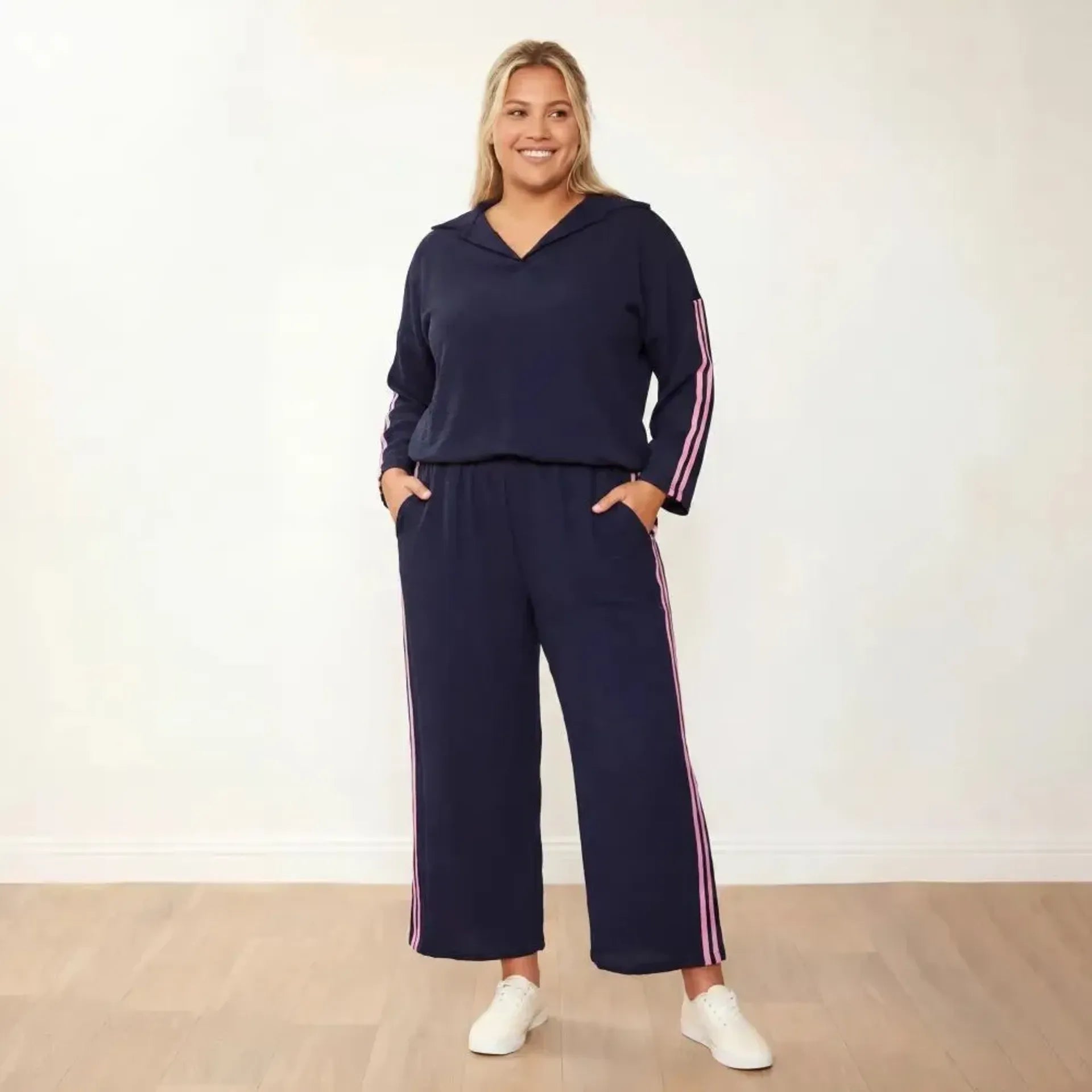 Clara Co-Ord in navy and pink stripe – women's co-ord set – view 11