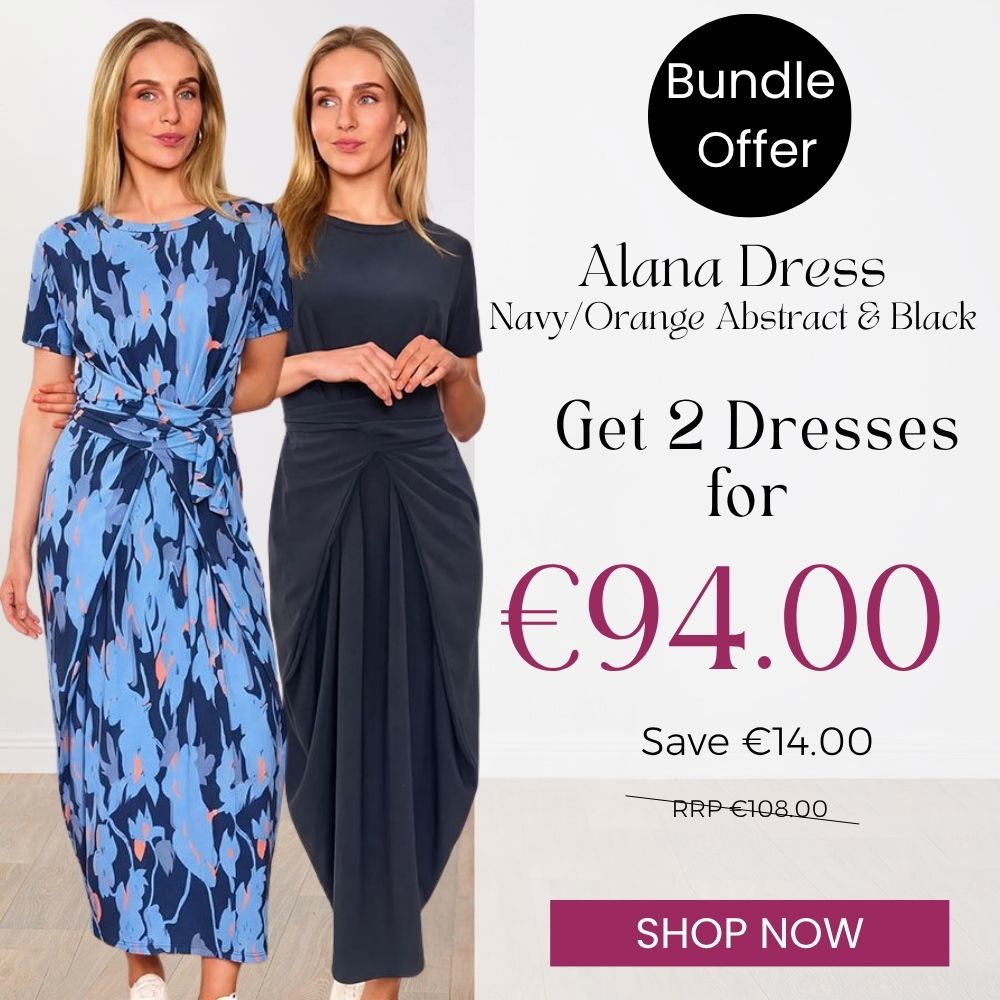 Alana Dress (Navy/Orange Abstract) & (Black) for €94.00
