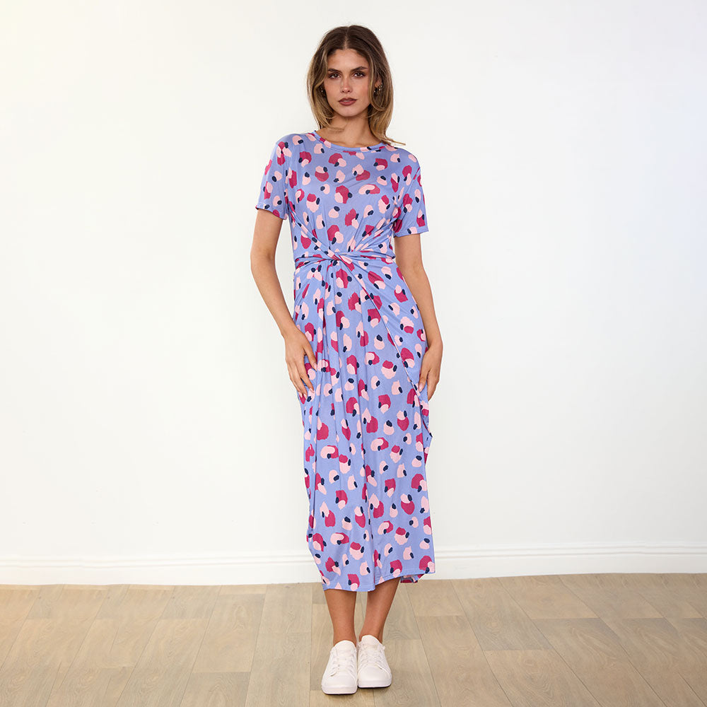 Alana Dress (Blue/Wine Abstract)