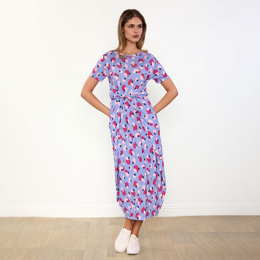 Alana Dress (Blue/Wine Abstract)