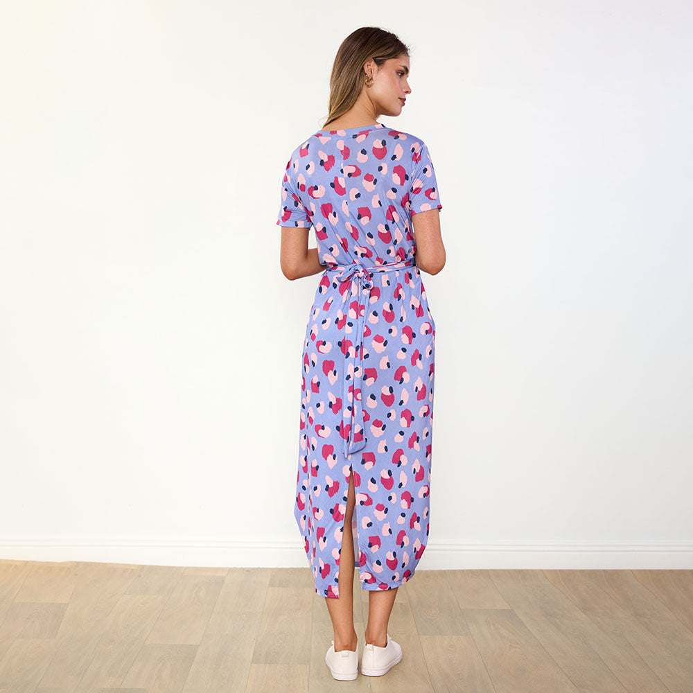 Alana Dress (Blue/Wine Abstract)