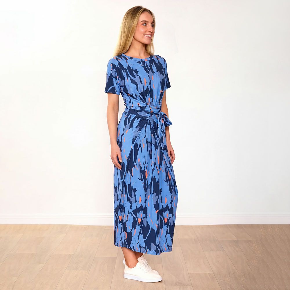 Alana Dress (Navy/Orange Abstract) & (Blue/Wine Abstract) for €104.00
