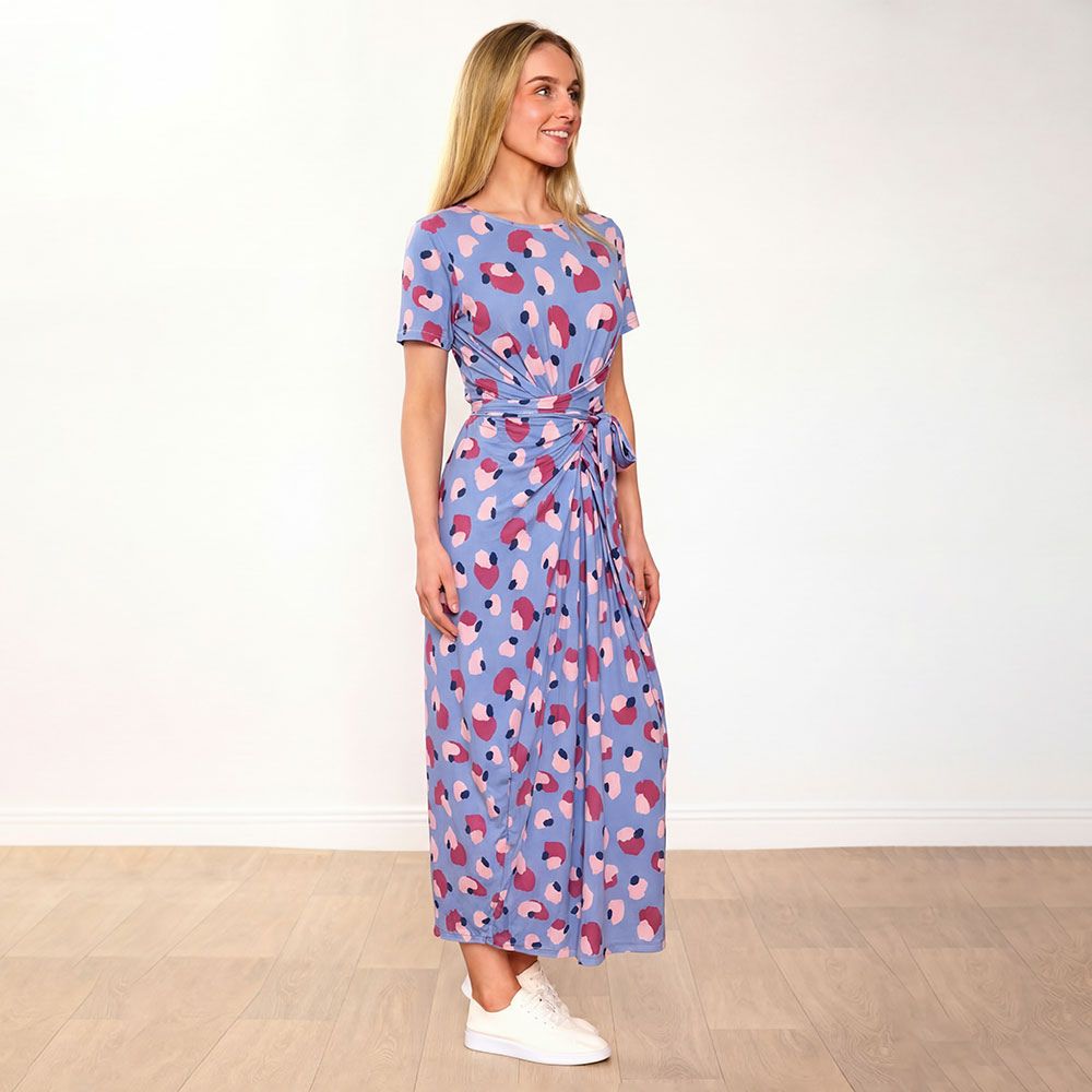 Alana Dress (Blue/Wine Abstract)