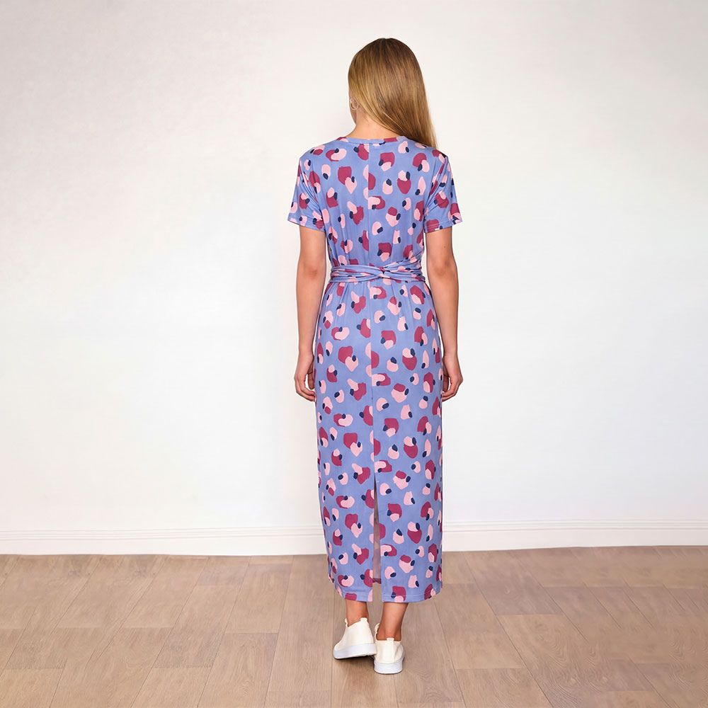 Alana Dress (Blue/Wine Abstract)