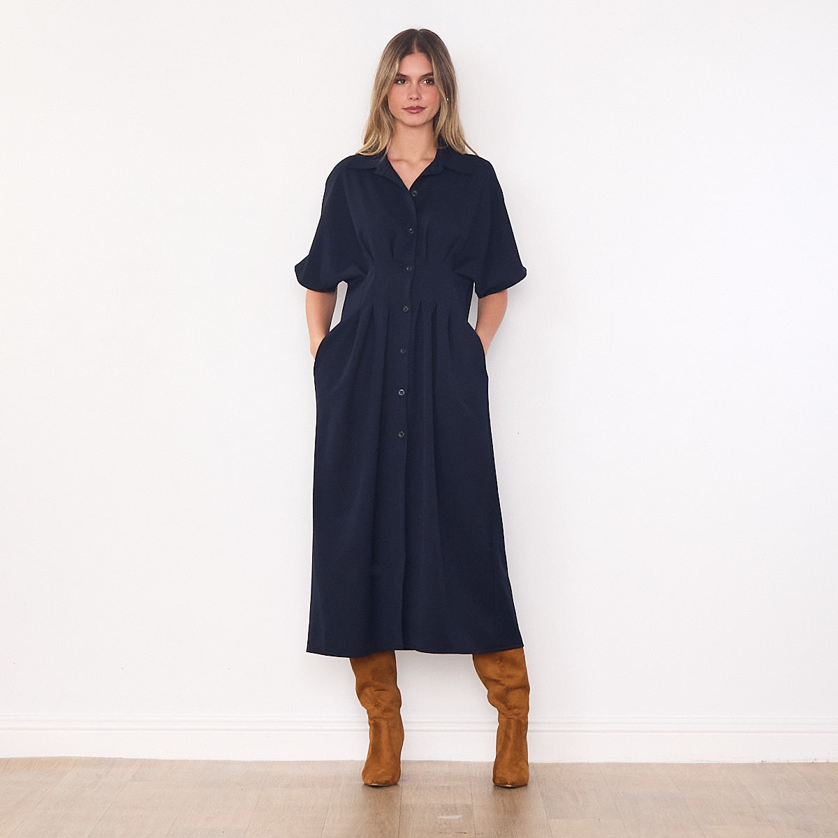 Amelia Shirt Dress (Navy)