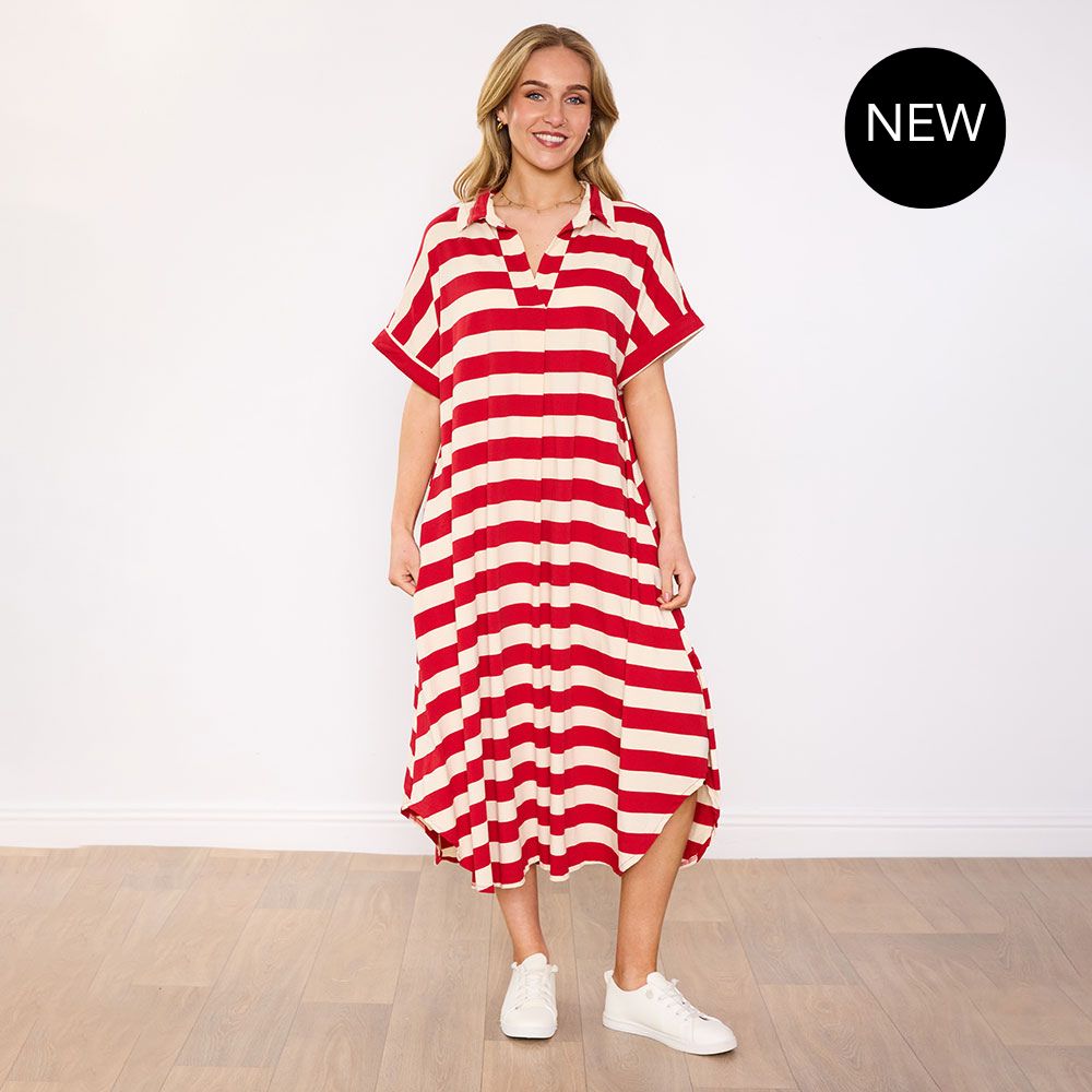 Maya Dress (Red Stripe)