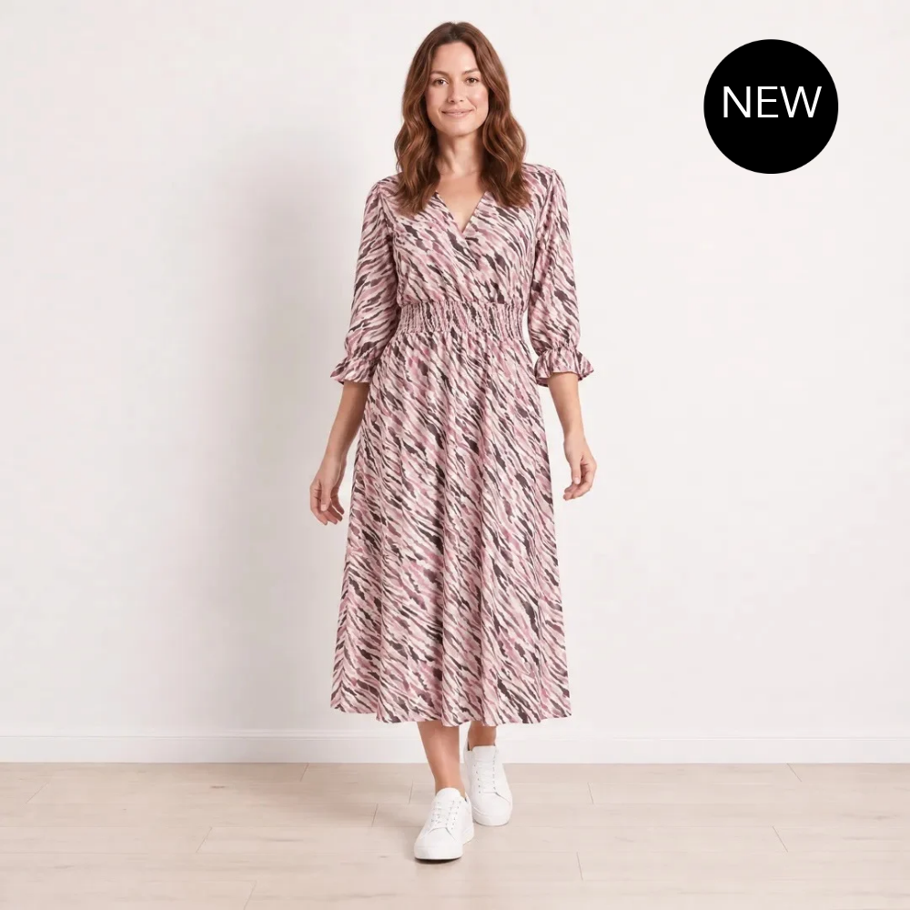 Aoife Wrap Dress (Pink & Burgundy)