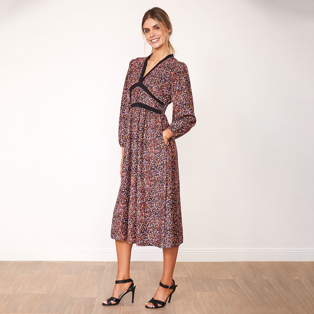 Beckie Dress (Black Floral) - The Casual Company