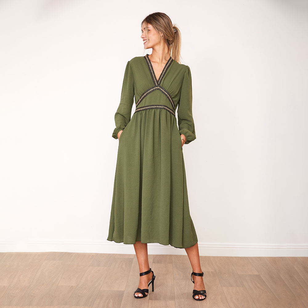 Beckie Dress (Khaki) - The Casual Company