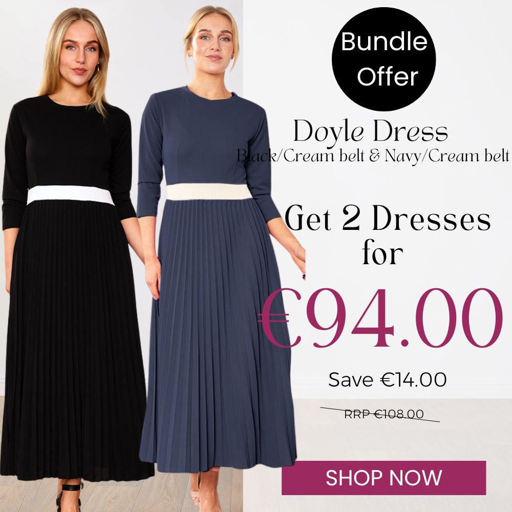 Doyle Dress Black/Cream belt & Navy/Cream belt For 94