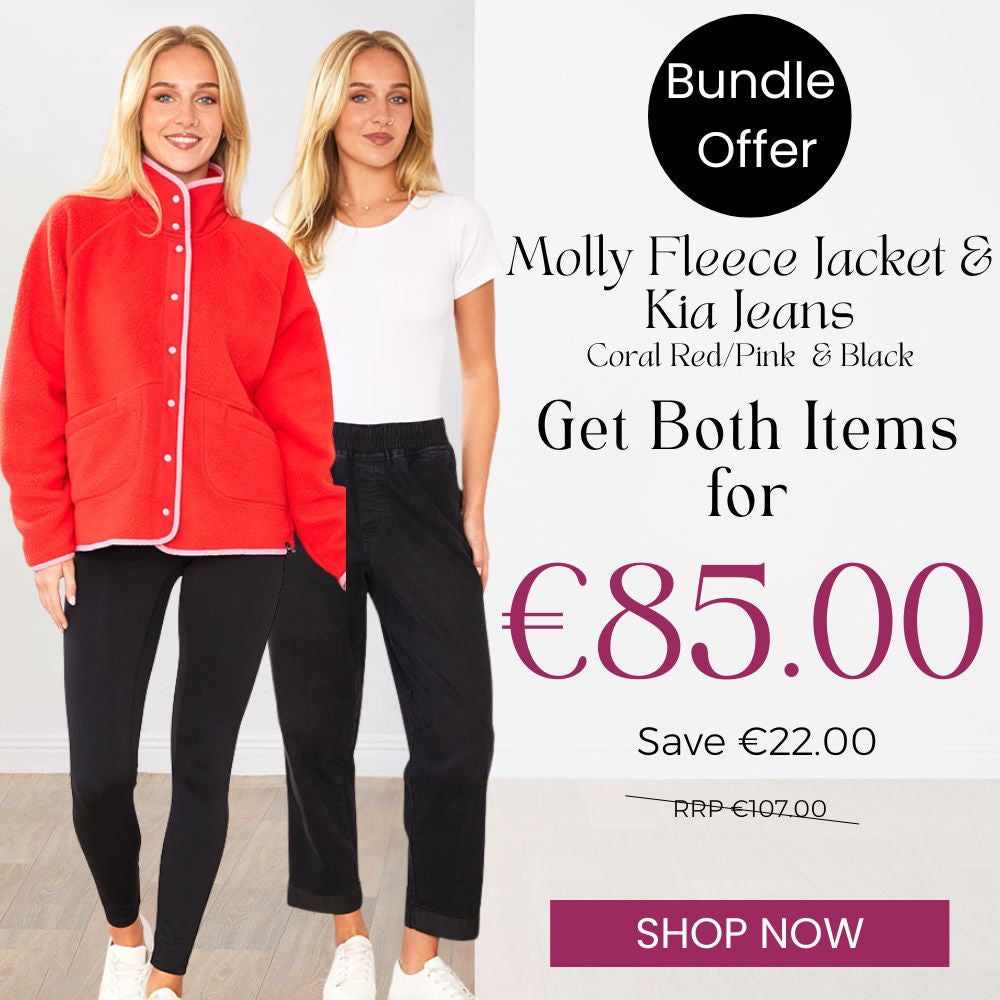 Molly Fleece (Coral Red/Pink Trim) & Kia Jeans (Black) for €85