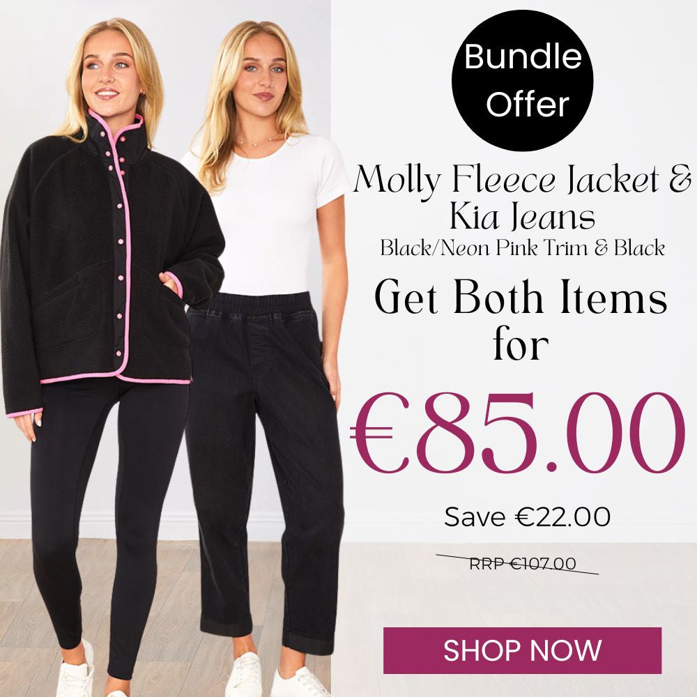 Molly Fleece Jacket (Black/Neon Pink Trim) & Kia Jeans (Black) for €85