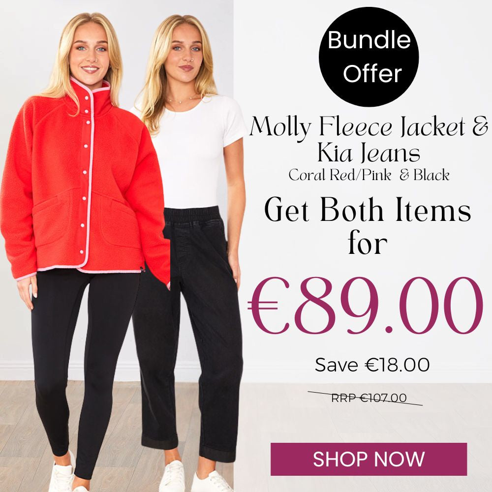 Molly Fleece (Coral Red/Pink Trim) & Kia Jeans (Black) for €89
