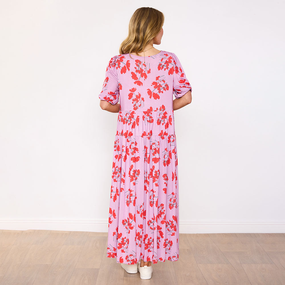 Blaire Dress in blush coral bloom floral print – women's dress – view 10