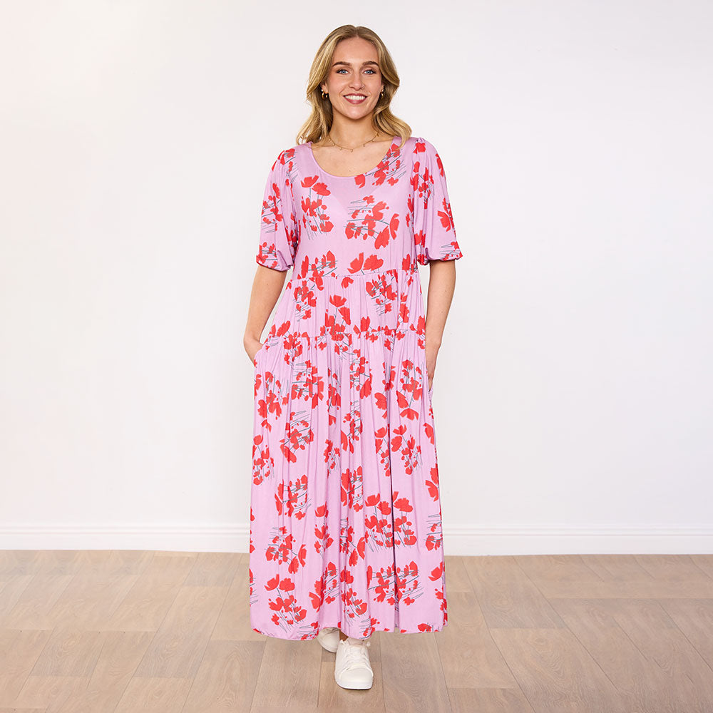 Blaire Dress in blush coral bloom floral print – women's dress – view 11