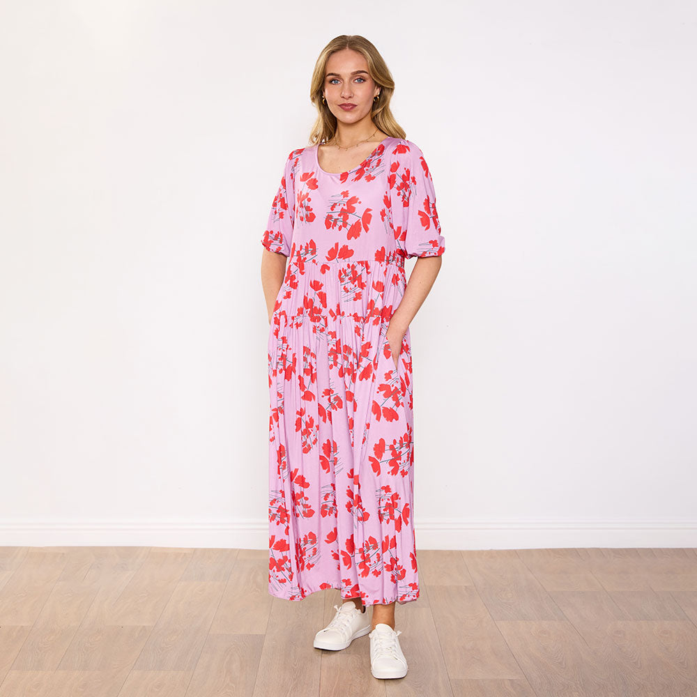 Blaire Dress in blush coral bloom floral print – women's dress – view 6