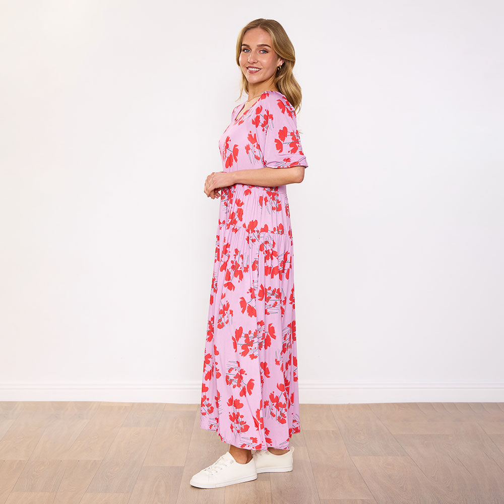 Blaire Dress in blush coral bloom floral print – women's dress – view 8