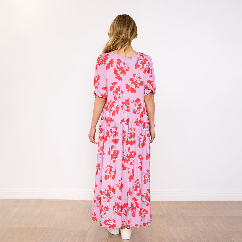 Blaire Dress in blush coral bloom floral print – women's dress – view 9