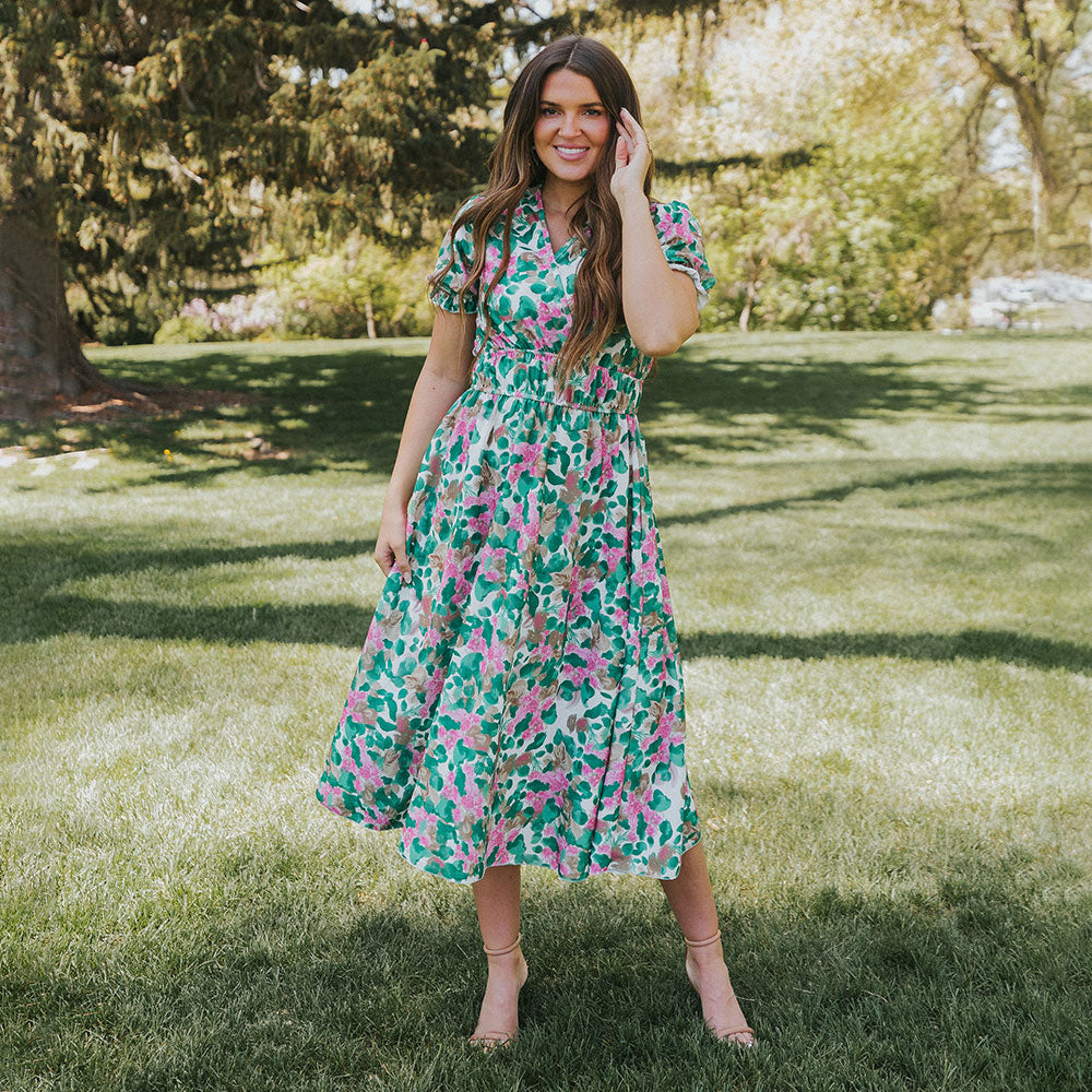 Bonnie Dress (Green Floral)