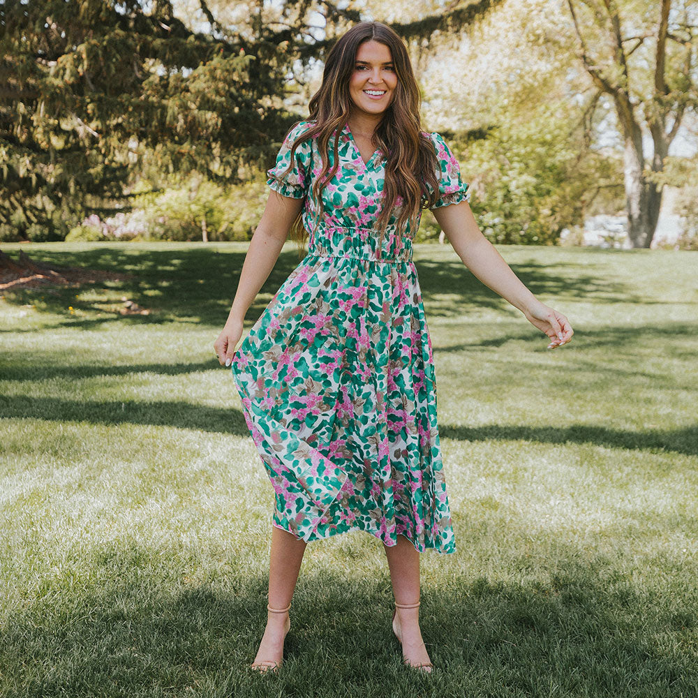 Bonnie Dress (Green Floral)