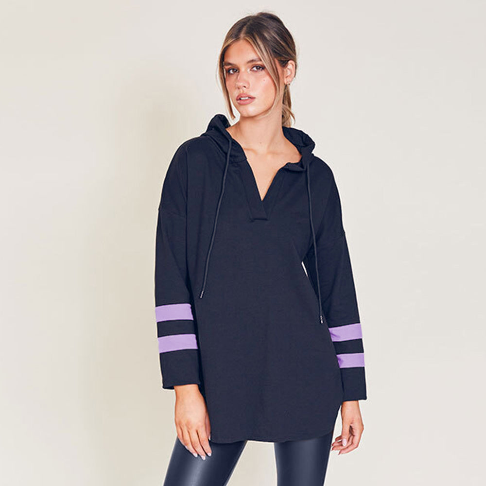Bree Hoody (Navy-Purple Stripe)