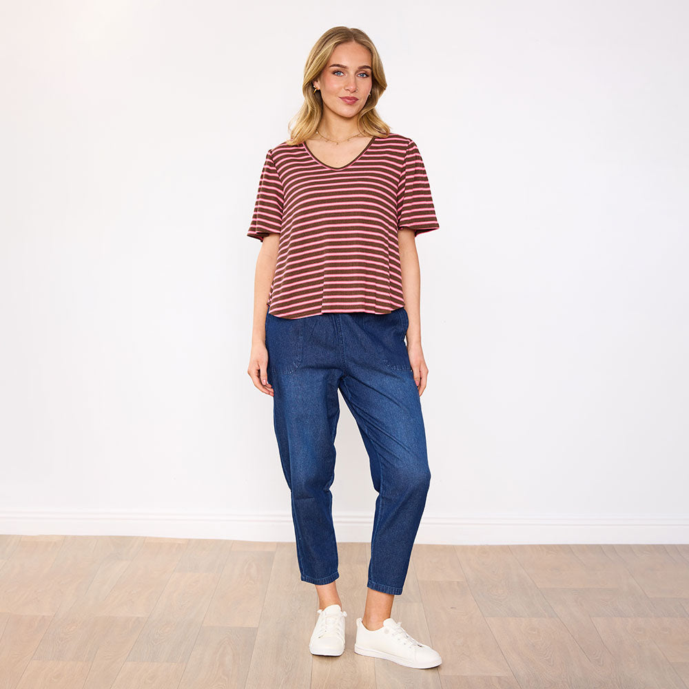 Brenna Top (Mocha Pink Stripe)
