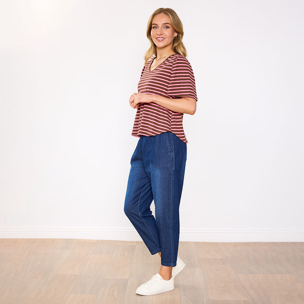 Brenna Top (Mocha Pink Stripe)