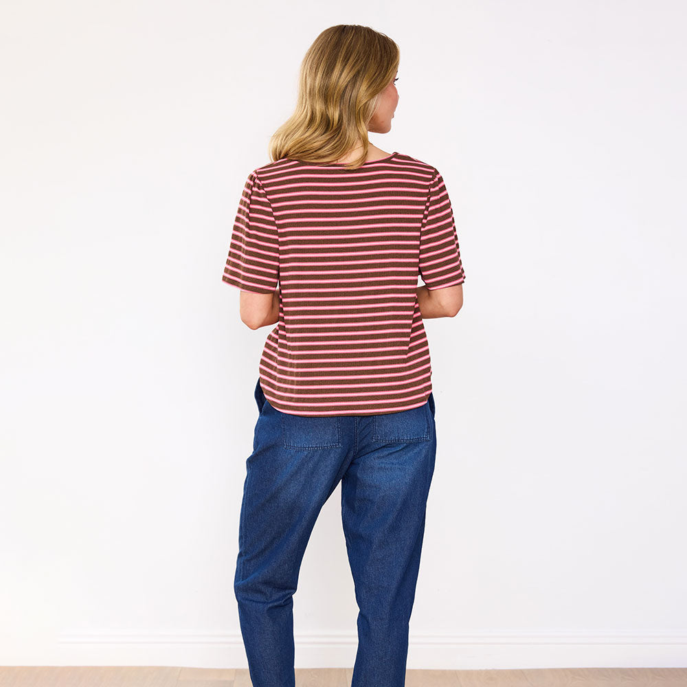 Brenna Top (Mocha Pink Stripe)