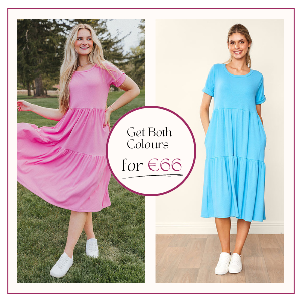 Aida Dress Pink & Blue (2 for €66)