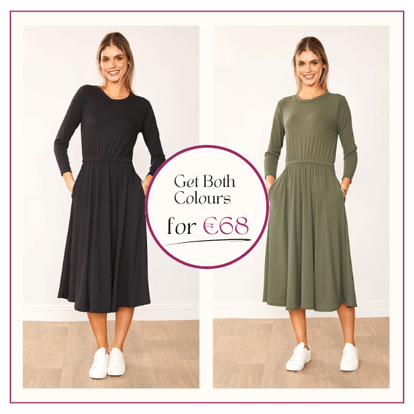 Heidi Dress Black & Khaki (2 for €68)