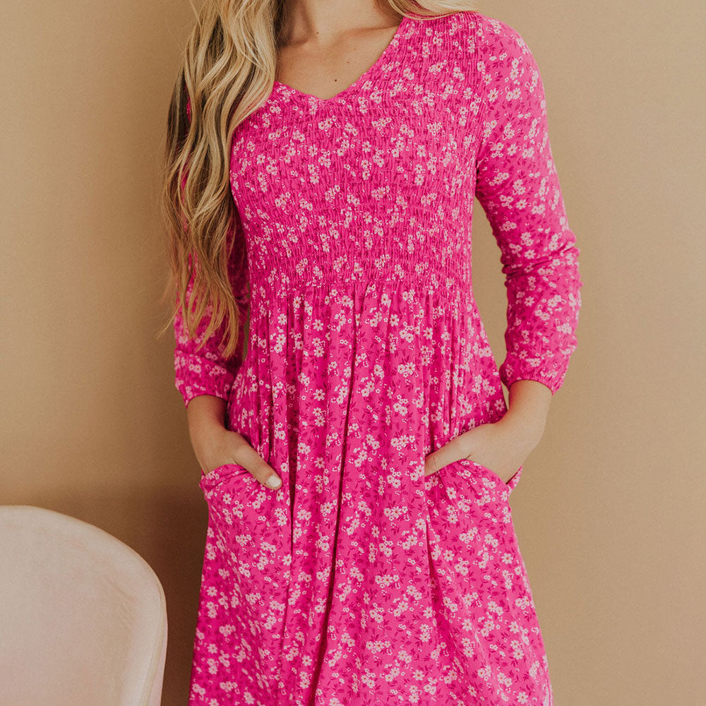 Nadia Dress (Fuchsia)
