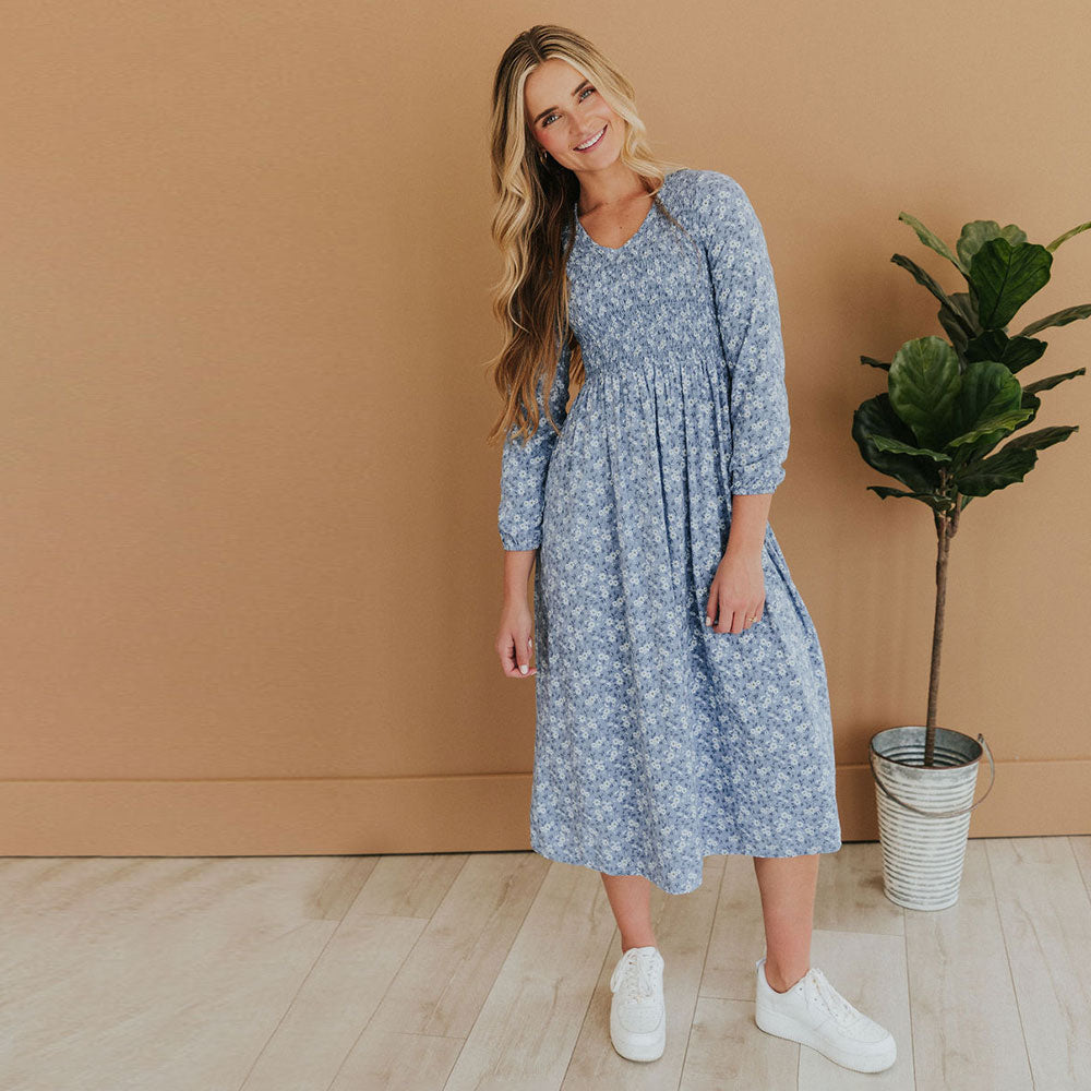 Nadia Dress (Blue Floral)