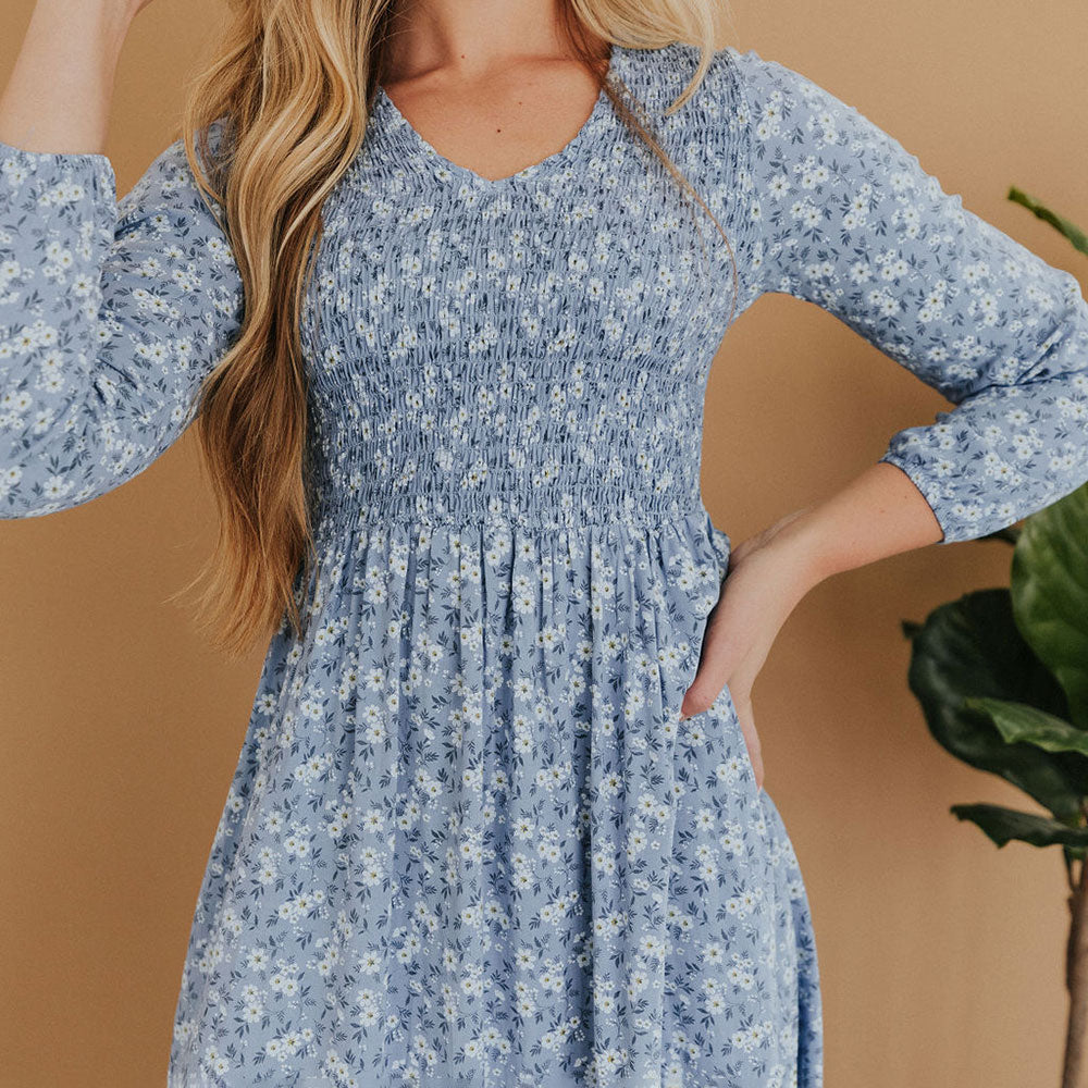 Nadia Dress (Blue Floral)