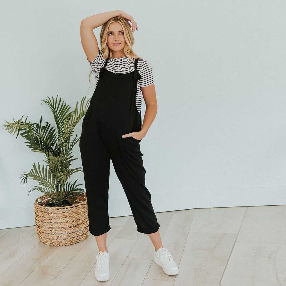 Ashley Dungaree (Black) - The Casual Company