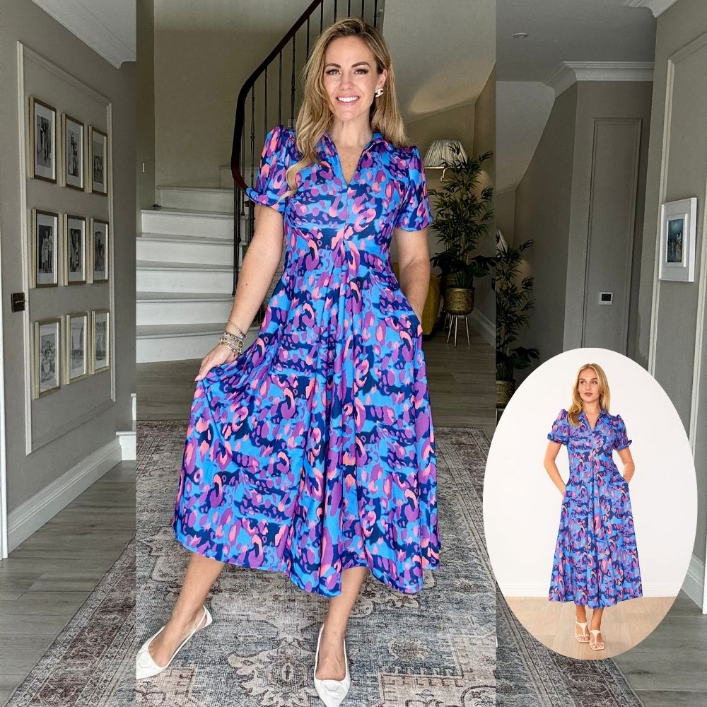 Hazel Dress (Blue Leopard)