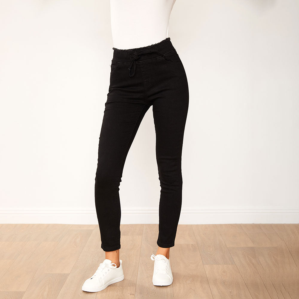 Dana Drawstring Classic Jeggings (Black)