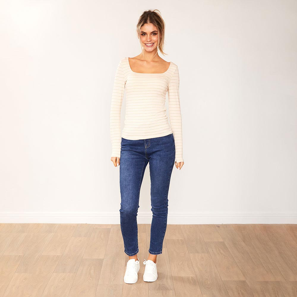 Josie Top (Peach stripe)