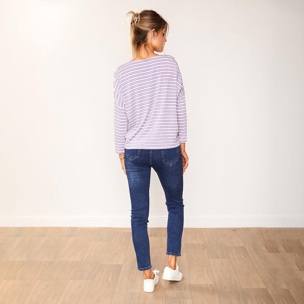 Mindy top ( Lilac Stripe)