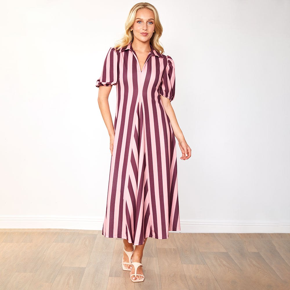 Hazel Dress (Berry Stripe)