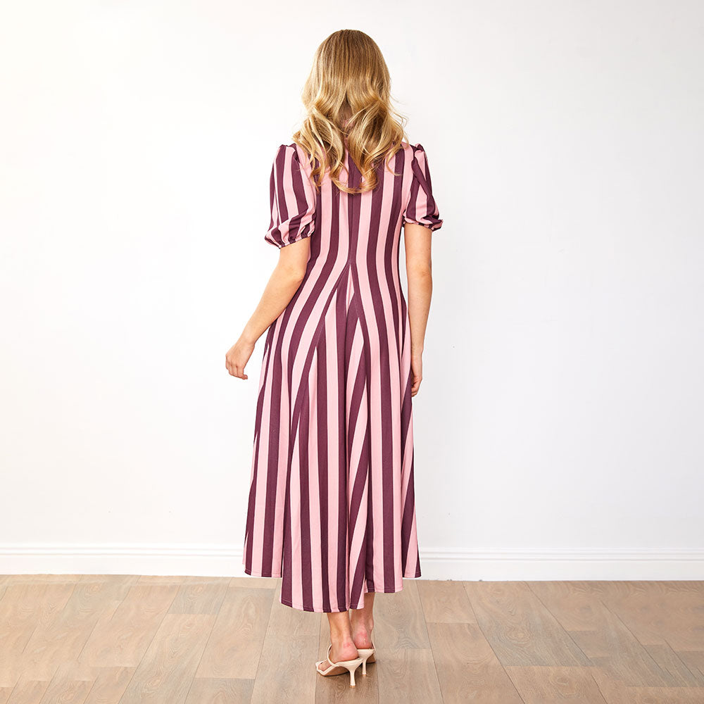 Hazel Dress (Berry Stripe)