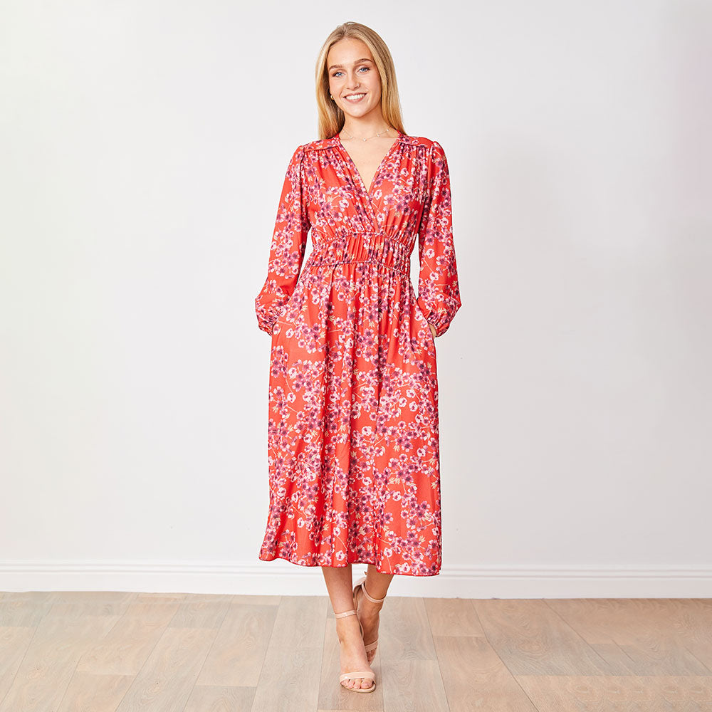 Gina Dress in red floral print – women's dress – view 4