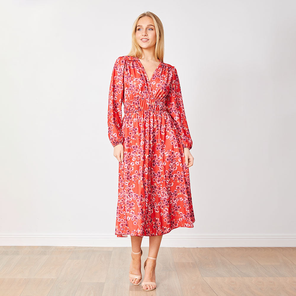 Gina Dress in red floral print – women's dress – view 5