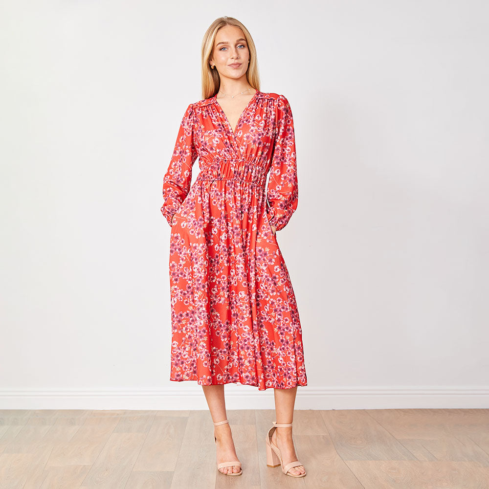 Gina Dress in red floral print – women's dress – view 6