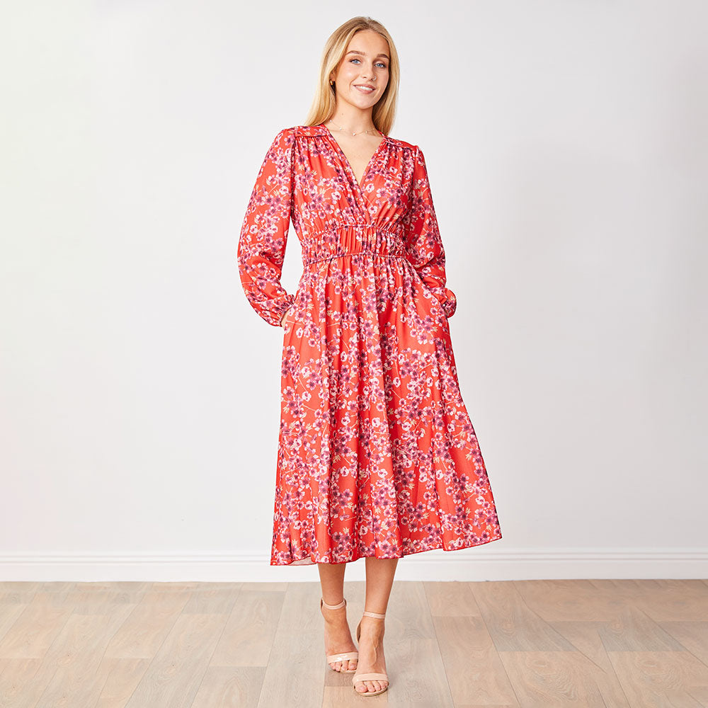 Gina Dress in red floral print – women's dress – view 9
