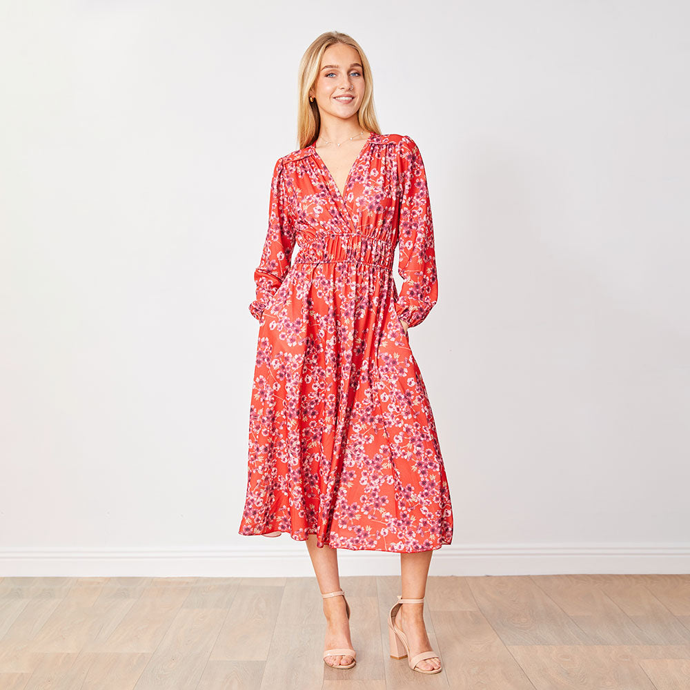 Gina Dress in red floral print – women's dress – view 7